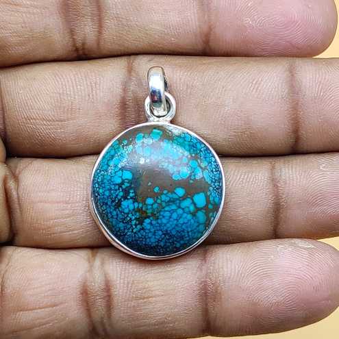 Natural Turquoise 925 Silver Necklace Handmade Gift
