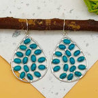 Statement Turquoise Multi Gemstone One Of A Kind Dangle Earrings 925 Sterling Silver
