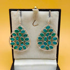 Statement Turquoise Multi Gemstone One Of A Kind Dangle Earrings 925 Sterling Silver