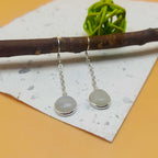 Rainbow Moonstone Threader Chain Earring Danglers 925 Solid Silver