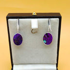 Purple Mohave Oval Dangle Earrings in 925 Sterling Silver