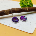 Purple Mohave Oval Dangle Earrings in 925 Sterling Silver