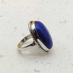 925 Sterling Silver Natural Lapis Lazuli Gemstone Ring For Girls