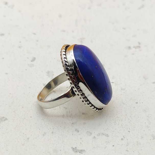 925 Sterling Silver Natural Lapis Lazuli Gemstone Ring For Girls