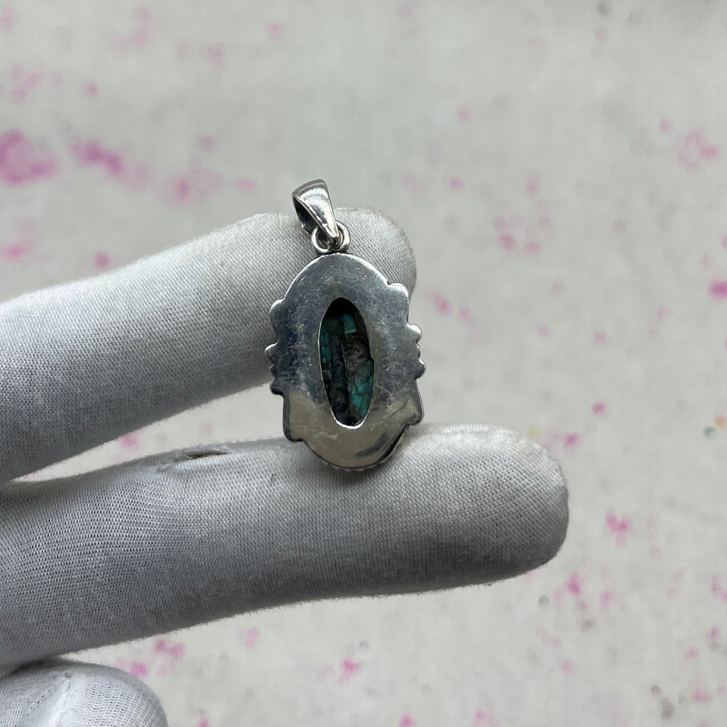 Tibet Turquoise 925 Sterling Silver Pendant – Tribal Bohemian Jewelry