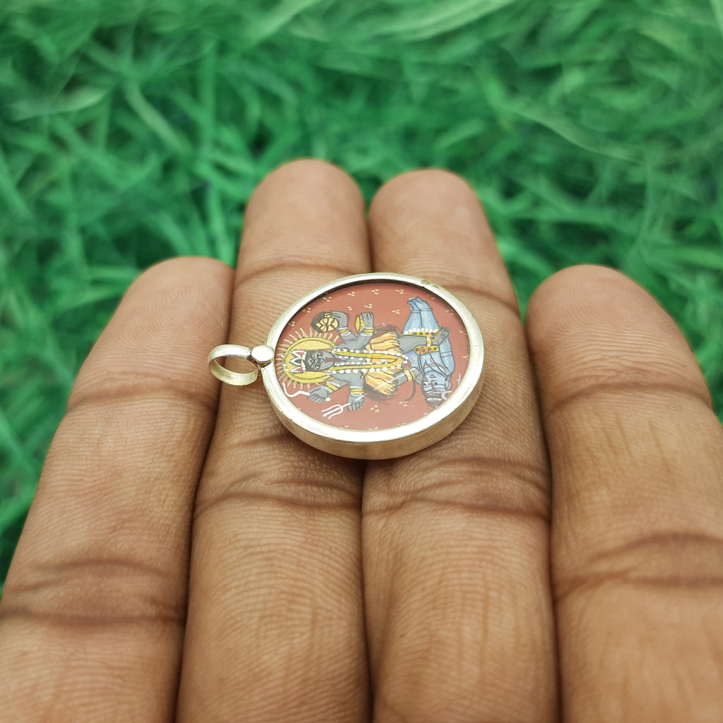 Goddess Kali Hand-Painted Pendant in 925 Sterling Silver – Powerful Divine Jewelry