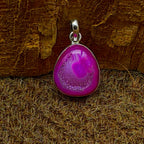 Pink Druzy 925 Silver Necklace Handmade Gift