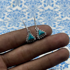 925 Silver Trillion Shape Turquoise Silver Dangle Earrings – Elegant Minimalist Design