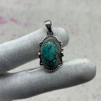 Tibet Turquoise 925 Sterling Silver Pendant – Tribal Bohemian Jewelry