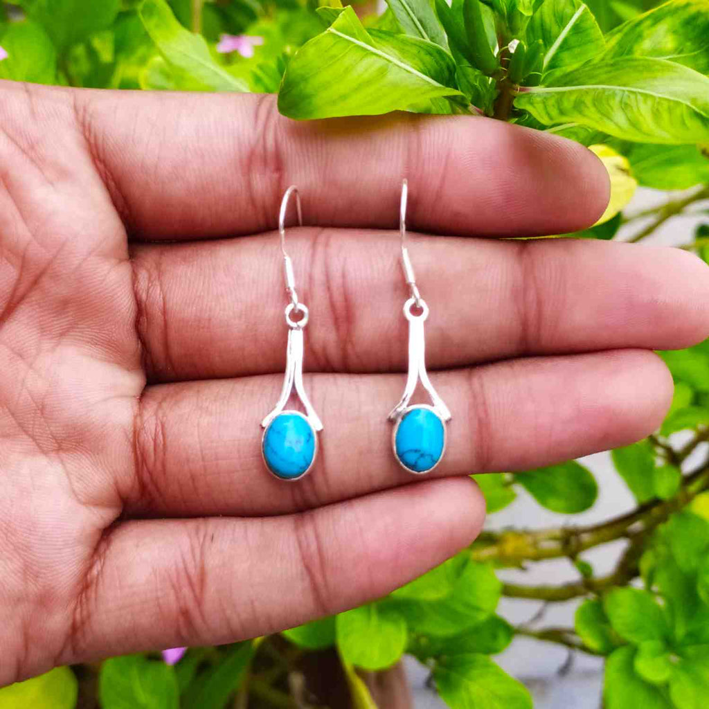 Turquoise Dangle Earring in 925 Silver