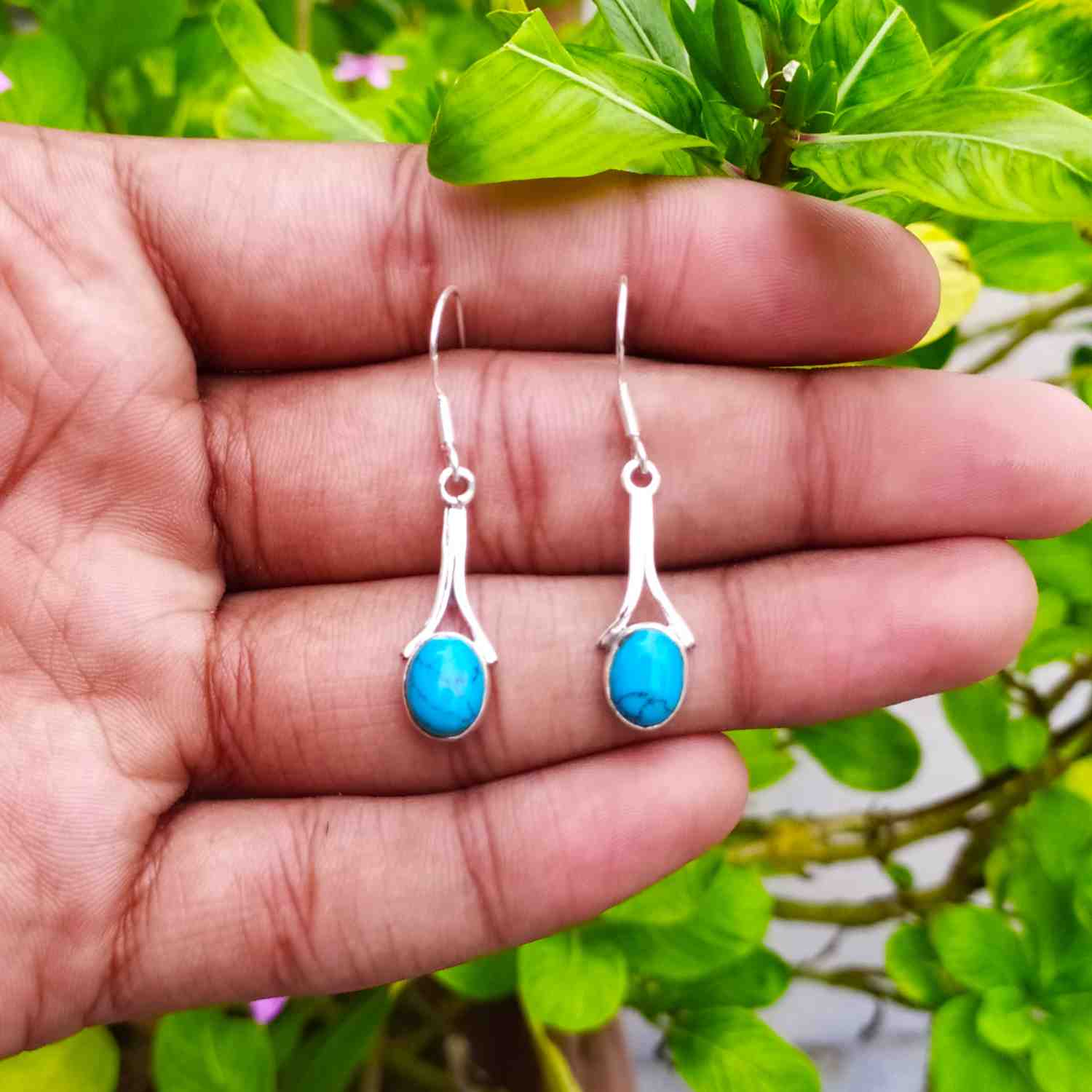 Turquoise Dangle Earring in 925 Silver