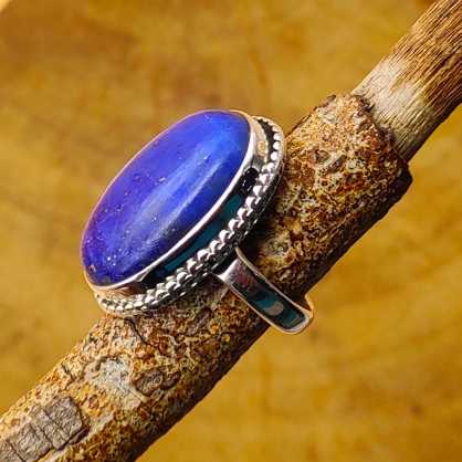 925 Sterling Silver Natural Lapis Lazuli Gemstone Ring For Girls