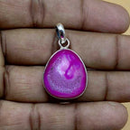 Pink Druzy 925 Silver Necklace Handmade Gift