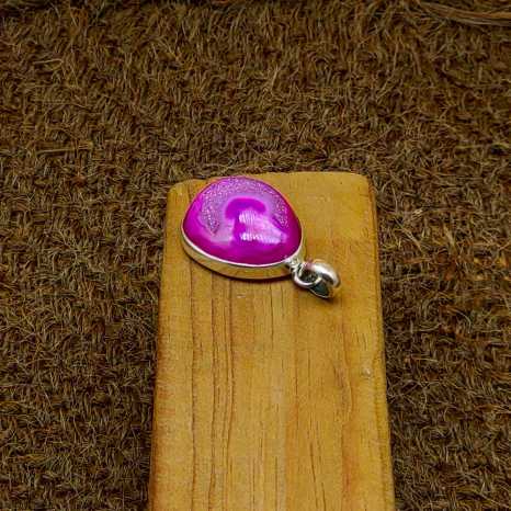 Pink Druzy 925 Silver Necklace Handmade Gift