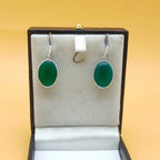 Green Onyx Oval Dangle Earrings in 925 Sterling Silver
