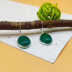 Green Onyx Oval Dangle Earrings in 925 Sterling Silver
