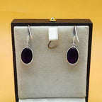 Amethyst Oval Dangle Earrings in 925 Sterling Silver