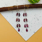 925 Sterling Silver Multi Dangle Garnet Statement Earring