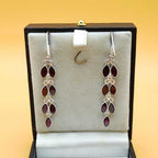 925 Sterling Silver Multi Dangle Garnet Statement Earring