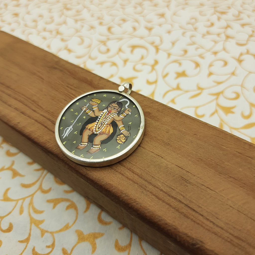 Goddess Kali Hand-Painted Pendant in 925 Sterling Silver – Powerful Divine Jewelry
