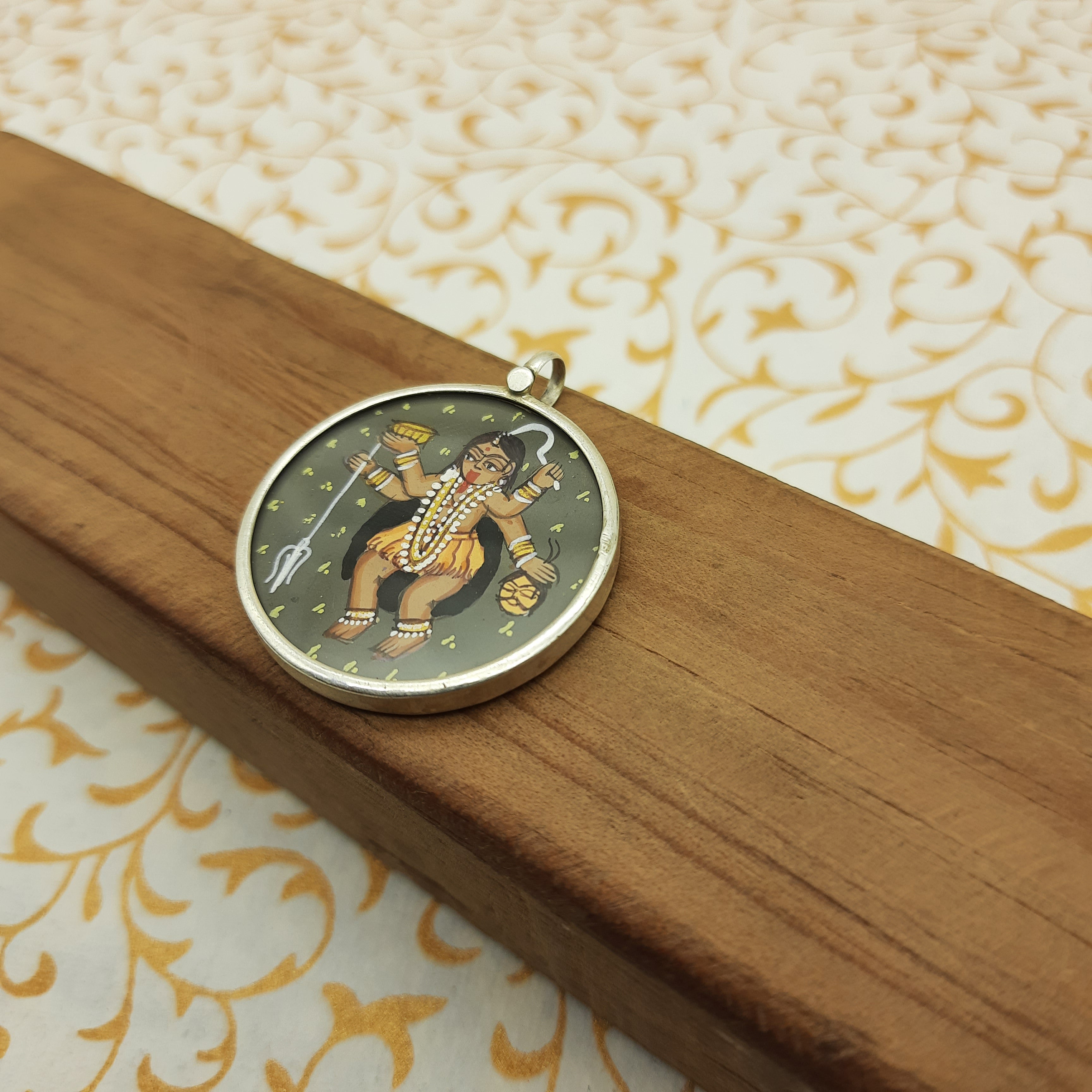 Goddess Kali Hand-Painted Pendant in 925 Sterling Silver – Powerful Divine Jewelry