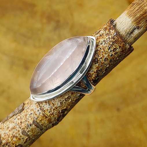 Marquise Shape Rose Quartz Gemstone 925 Sterling Silver Ring