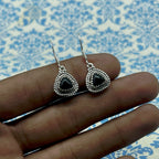 Elegant Black Onyx Trillion Earrings – 925 Sterling Silver Statement Jewelry