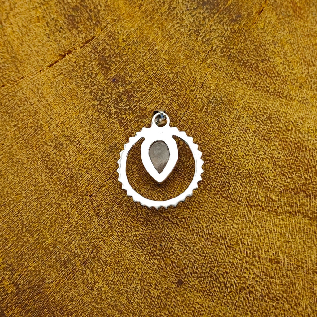 Rainbow Moonstone Sun Design Nepali Bohemian Silver Pendant