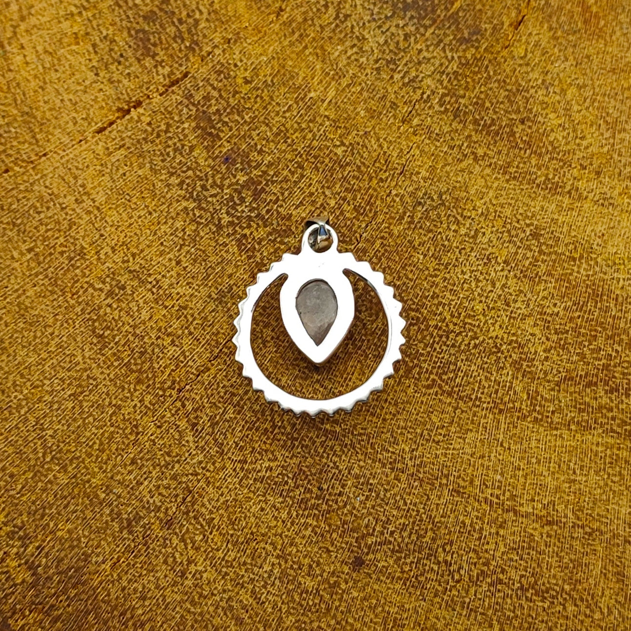 Rainbow Moonstone Sun Design Nepali Bohemian Silver Pendant