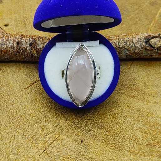 Marquise Shape Rose Quartz Gemstone 925 Sterling Silver Ring
