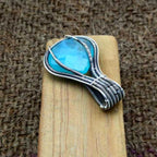 Aqua Chalcedony 925 Silver Wire Wrapped Necklace Custom