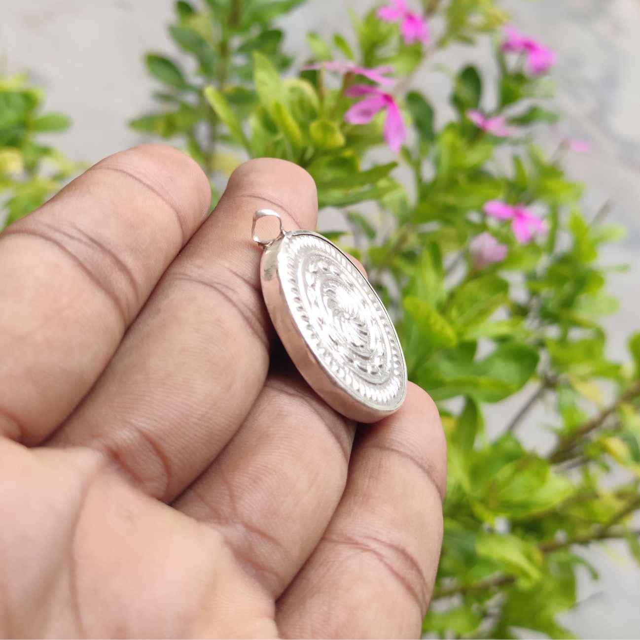 Shreenath Ji 925 Silver Handpainted Pendant Artisan Necklace