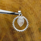 Rainbow Moonstone Sun Design Nepali Bohemian Silver Pendant