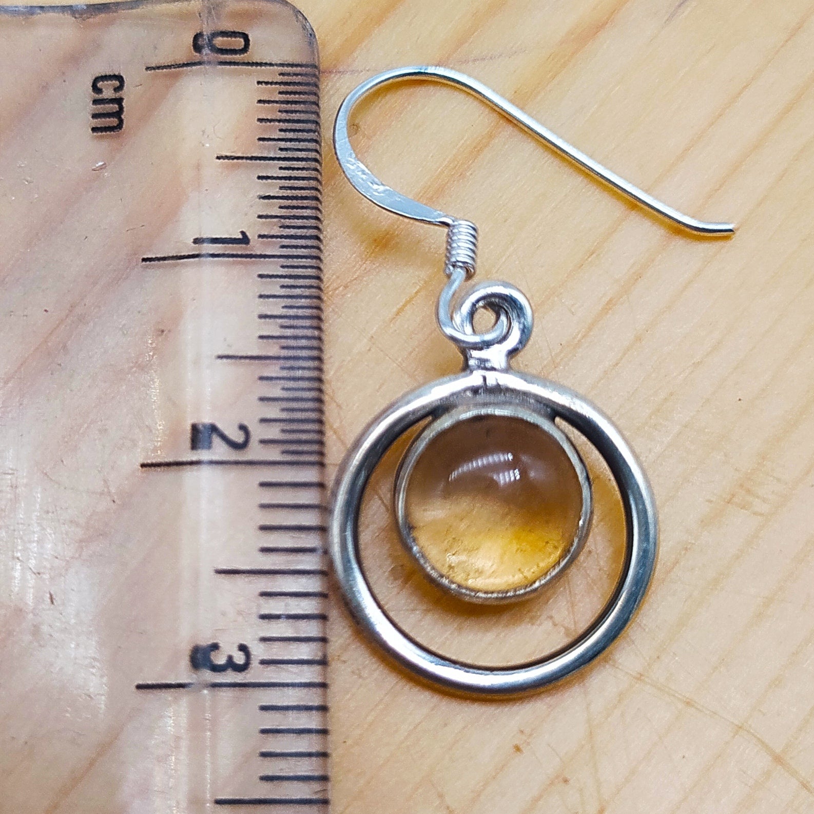 Citrine Gemstone Dual Band 925 Solid Silver Earring