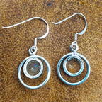 Citrine Gemstone Dual Band 925 Solid Silver Earring