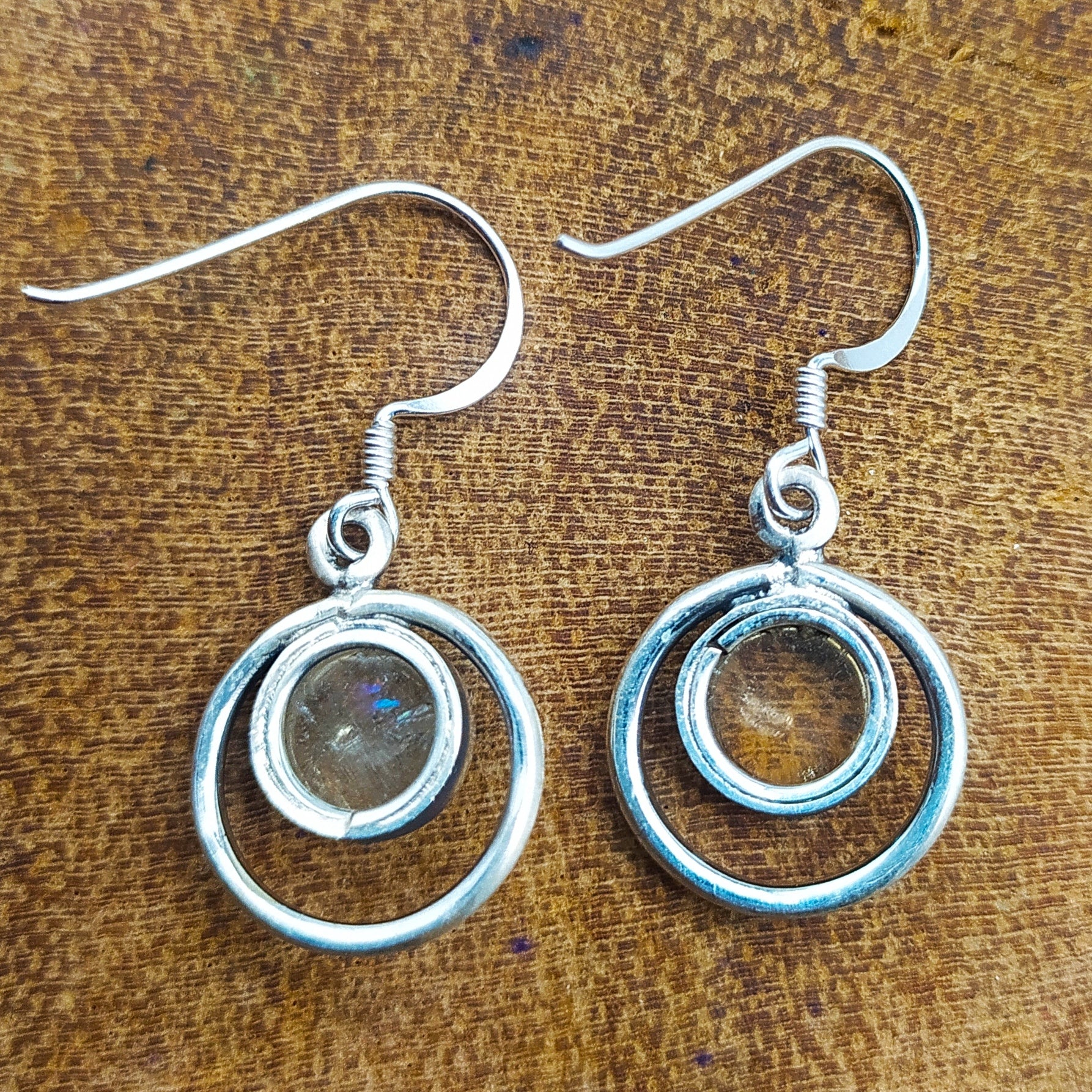 Citrine Gemstone Dual Band 925 Solid Silver Earring