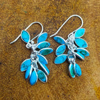 Marquise Shape Turquoise Grape Bunch Earring 925 Solid Silver