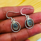 Prehnite Gemstone Light Weight Bohemian Earring Made In 925 Solid Silver