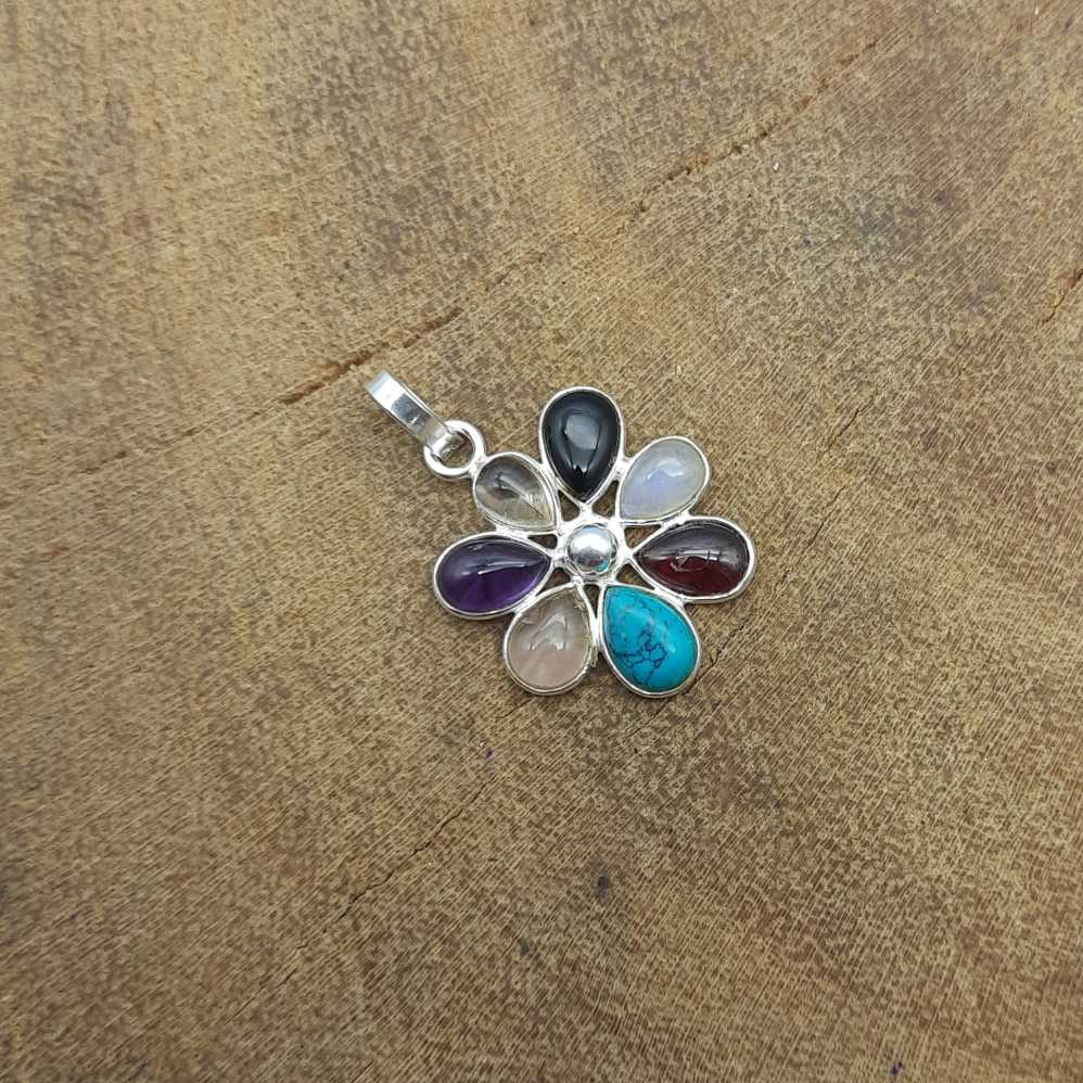 925 Sterling Silver 7 Chakra Pendant – Natural Gemstone Healing Energy Necklace