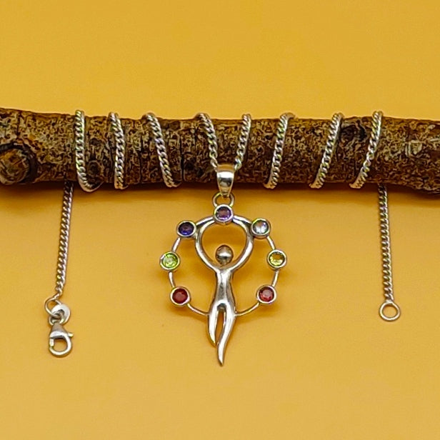 7 Chakra Angel 925 Silver Boho Necklace Designer Pendant