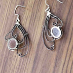 Natural Rose Quartz 925 Silver Dangle Earrings