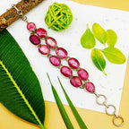 Chunky Sterling Silver 925 Handmade Bracelet With Dyed Ruby Gemstone