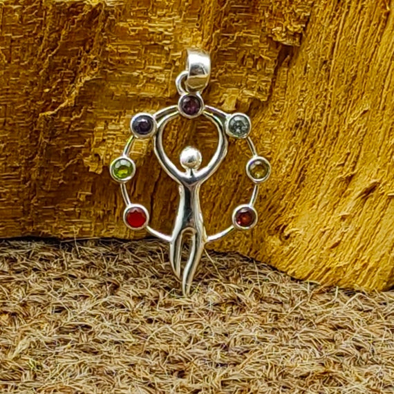 7 Chakra Angel 925 Silver Boho Necklace Designer Pendant