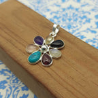 925 Sterling Silver 7 Chakra Pendant – Natural Gemstone Healing Energy Necklace