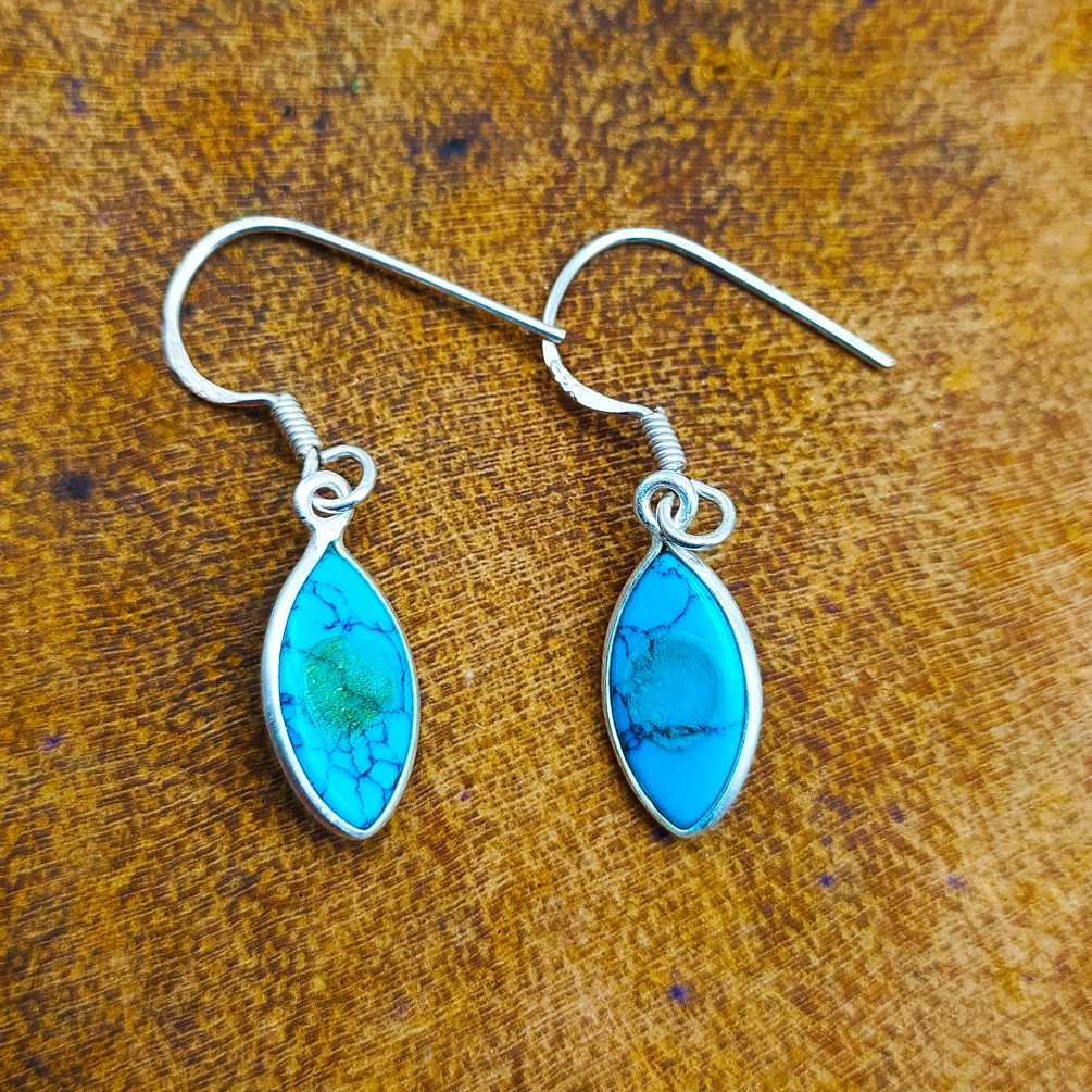 Handndmade Turquoise Earring In 925 Solid Sterling Silver
