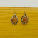 Natural Sunstone Bohemian Designer Earring 925 Solid Silver