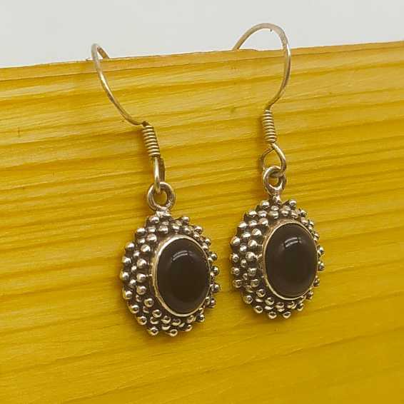 Natural Black Onyx Bohemian Designer Earring 925 Solid Silver