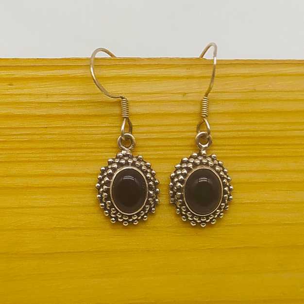 Natural Black Onyx Bohemian Designer Earring 925 Solid Silver