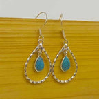 Bohemian Turquoise 925 Solid Silver Dual Stone Hanging Earring