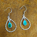Bohemian Turquoise 925 Solid Silver Dual Stone Hanging Earring